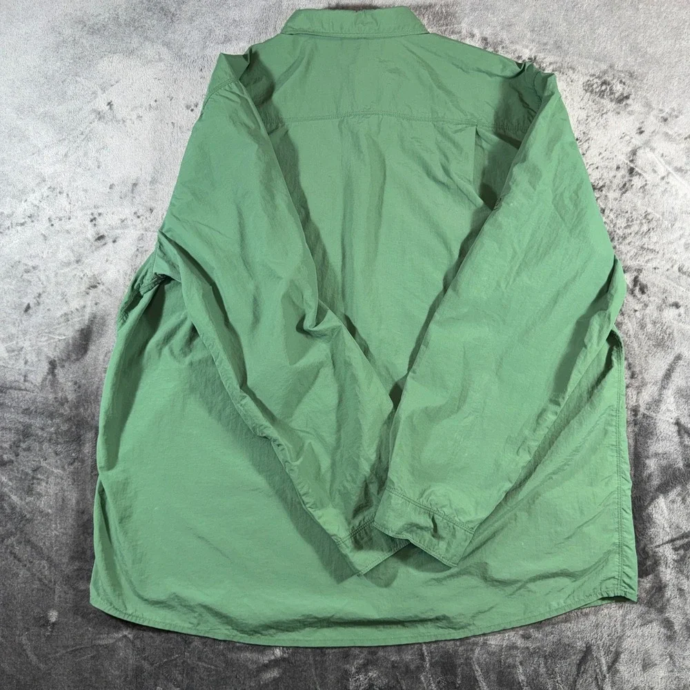 The North Face Mens Green Long Sleeve Nylon Hiking Fishing Button Up Shirt XL